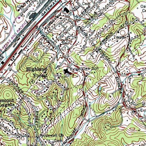 Topographic Map of Ridge View Elementary School, TN