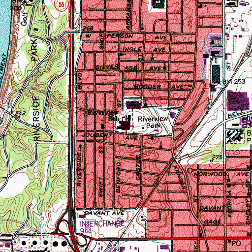 Topographic Map of Riverview Elementary School, TN