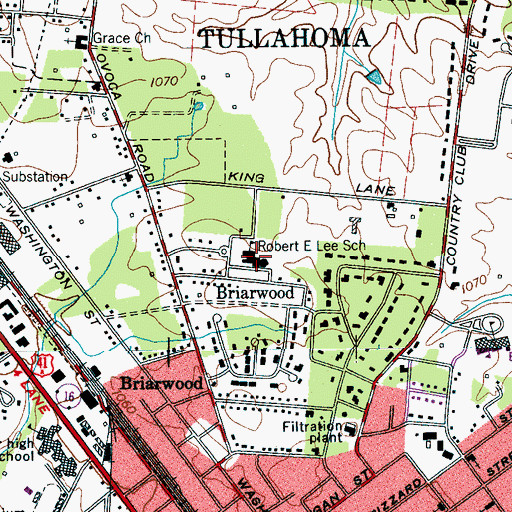 Topographic Map of Robert E Lee Elementary School, TN