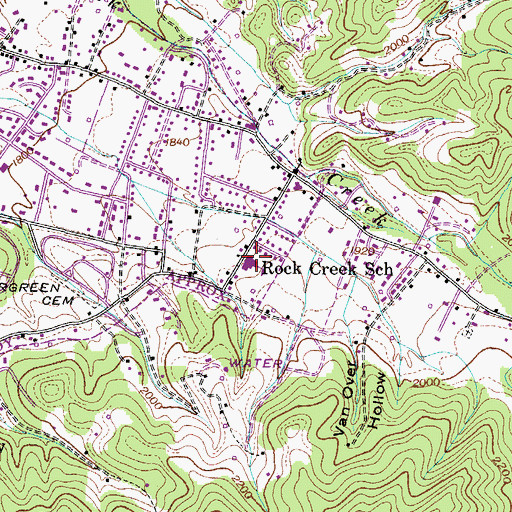 Topographic Map of Rock Creek Elementary School, TN