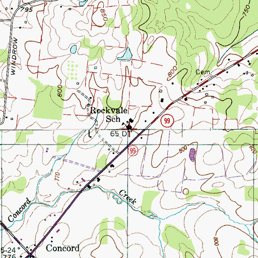 Topographic Map of Rockvale Elementary School, TN