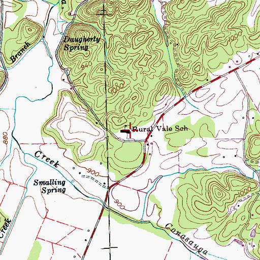 Topographic Map of Rural Vale Elementary School, TN
