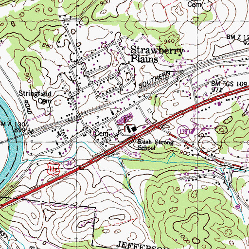 Topographic Map of Rush Strong Elementary School, TN