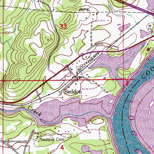 Topographic Map of Seddon, AL