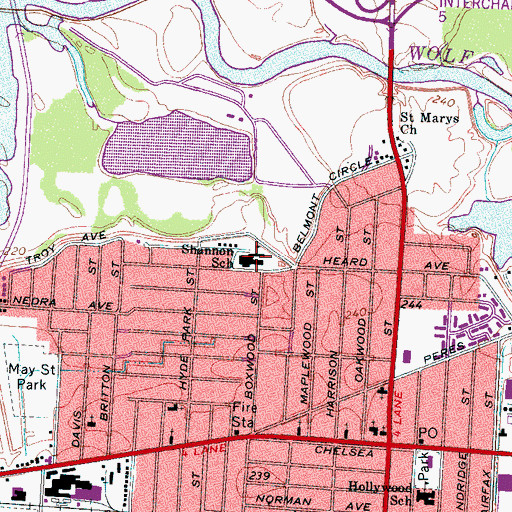 Topographic Map of Shannon Elementary School, TN