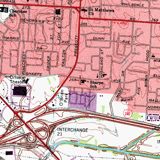 Topographic Map of Sharpe Elementary School, TN