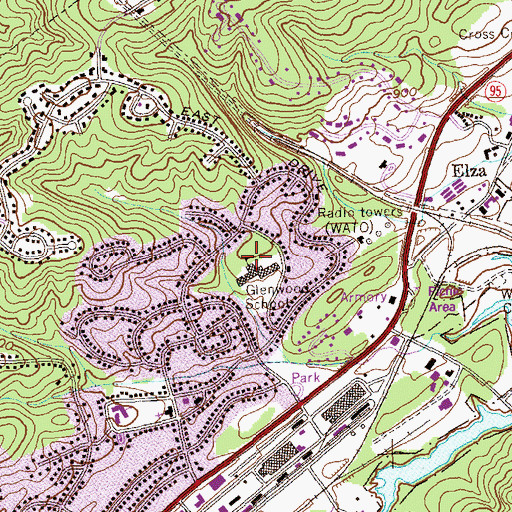 Topographic Map of Glenwood Elementary School, TN