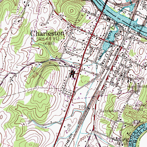 Topographic Map of Charleston High School, TN
