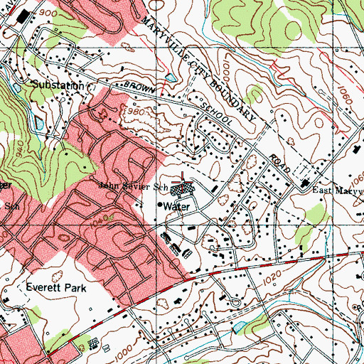 Topographic Map of John Sevier Elementary School, TN