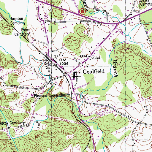 Topographic Map of Coalfield High School, TN