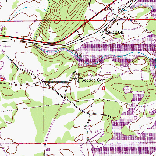 Topographic Map of Seddon Cemetery, AL