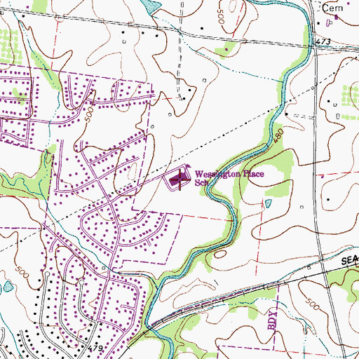 Topographic Map of Wessington Place Elementary School, TN