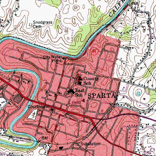 Topographic Map of White County Middle School, TN