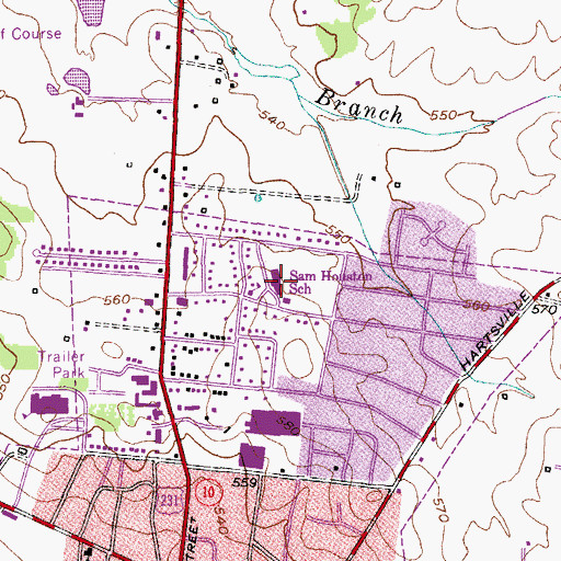 Topographic Map of Sam Houston Elementary School, TN