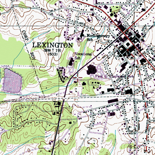 Topographic Map of Caywood Elementary School, TN