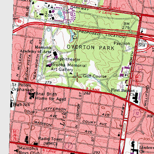 Topographic Map of Lenox Bayou, TN
