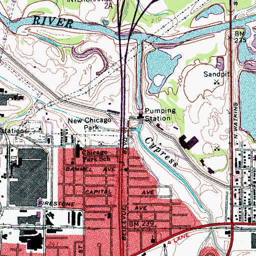 Topographic Map of Leath Bayou, TN
