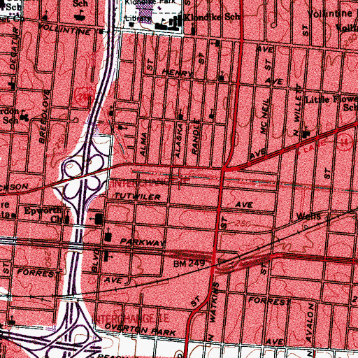Topographic Map of Madison Heights Bayou, TN