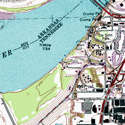 Topographic Map of Incline Bayou, TN