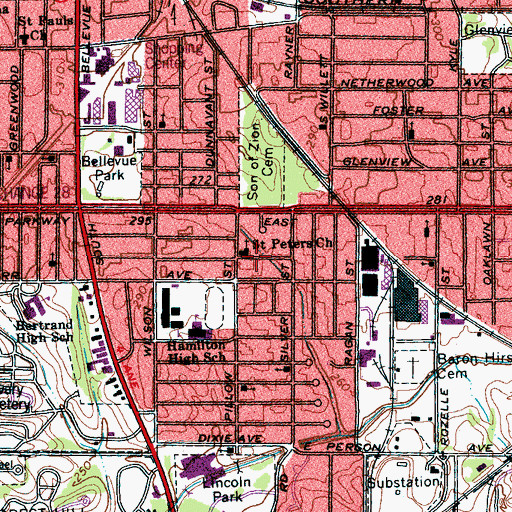 Topographic Map of Zion Branch, TN