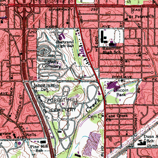 Topographic Map of Cemetery Bayou, TN