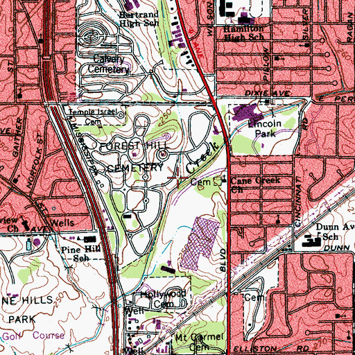 Topographic Map of Slaughter House Bayou, TN