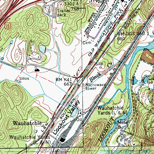 Topographic Map of Wauhatchie Church (historical), TN