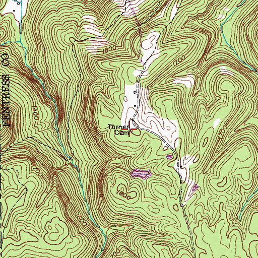 Topographic Map of Turner Cemetery, TN
