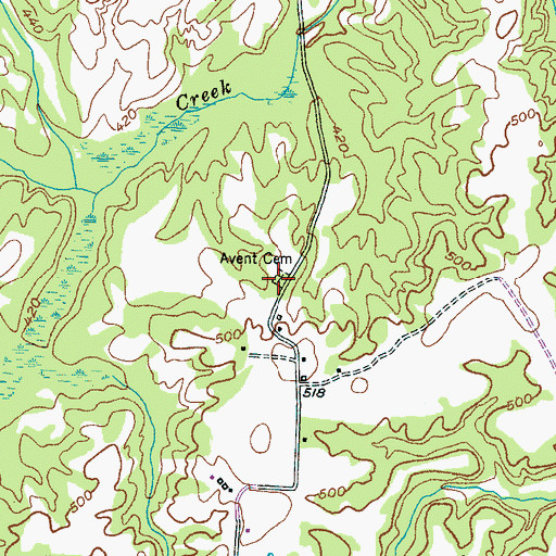 Topographic Map of Avent Cemetery, TN