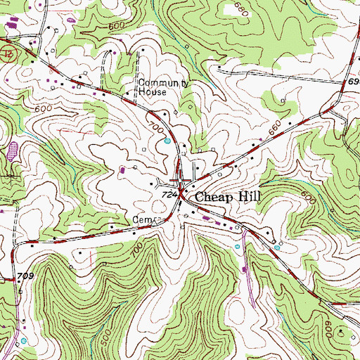Topographic Map of Chapmansboro Post Office, TN