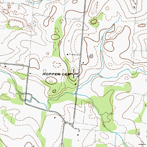 Topographic Map of Hopper Cemetery, TN