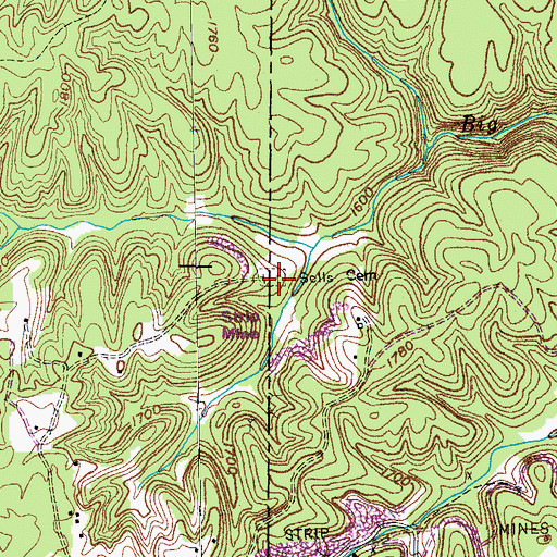 Topographic Map of Sells Cemetery, TN