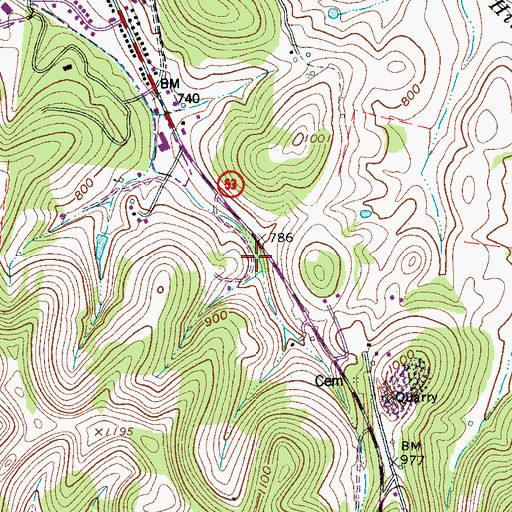 Topographic Map of Cannon County, TN