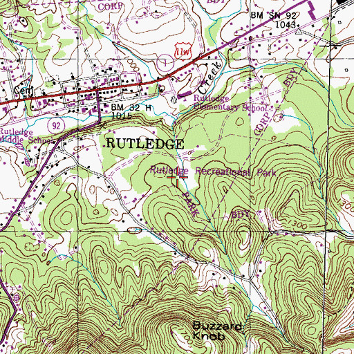 Topographic Map of Grainger County, TN