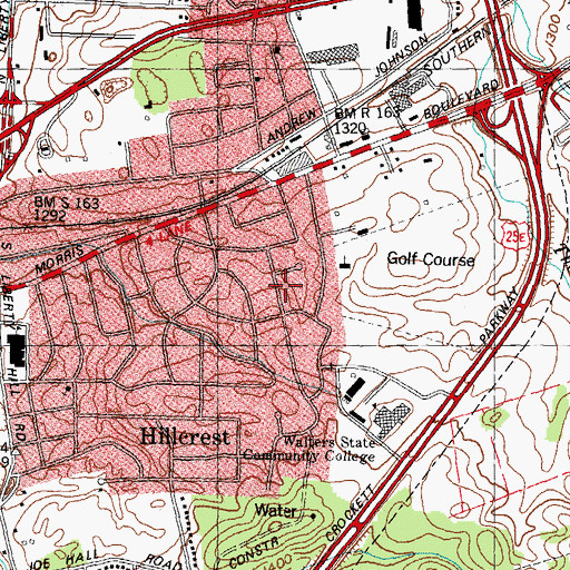 Topographic Map of Hamblen County, TN