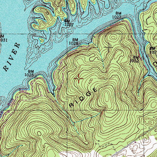 Topographic Map of Union County, TN