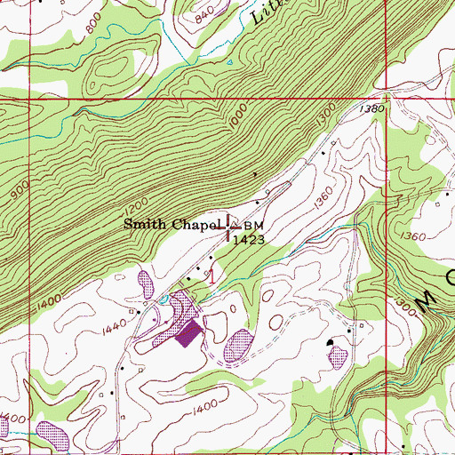 Topographic Map of Smith Chapel, AL