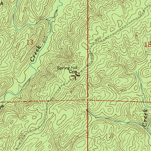 Topographic Map of Spring Hill Cemetery, AL