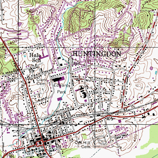 Topographic Map of Huntingdon Division (historical), TN