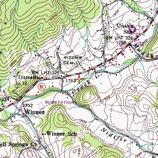 Topographic Map of Stony Creek Division (historical), TN