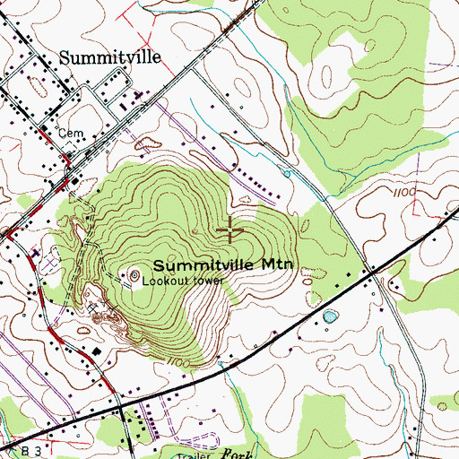 Topographic Map of Summitville Division (historical), TN