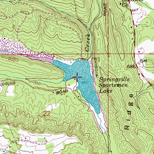 Topographic Map of Springville Sportsmen Lake, AL