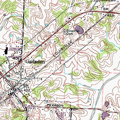 Topographic Map of Gadsden Division (historical), TN