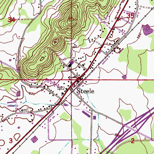 Topographic Map of Steele, AL
