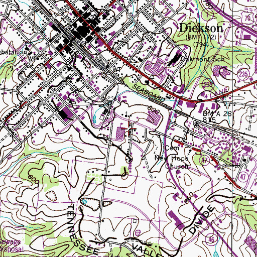 Topographic Map of Dickson Division (historical), TN