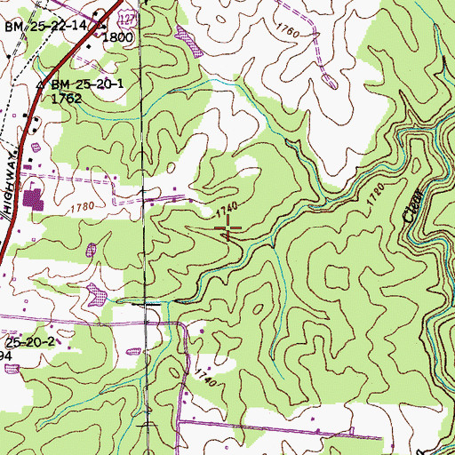 Topographic Map of Clarkrange Division (historical), TN