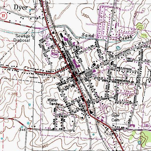 Topographic Map of Dyer Division (historical), TN