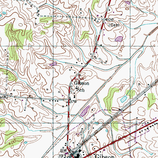 Topographic Map of Gibson Division (historical), TN