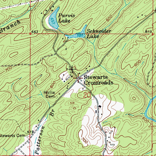 Topographic Map of Stewarts Crossroads, AL