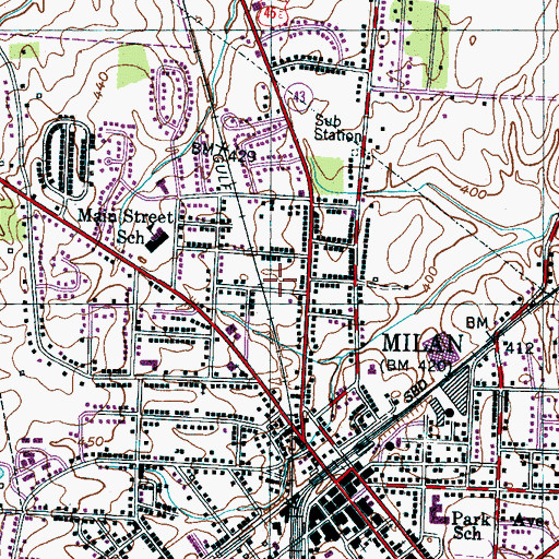 Topographic Map of Milan Division (historical), TN